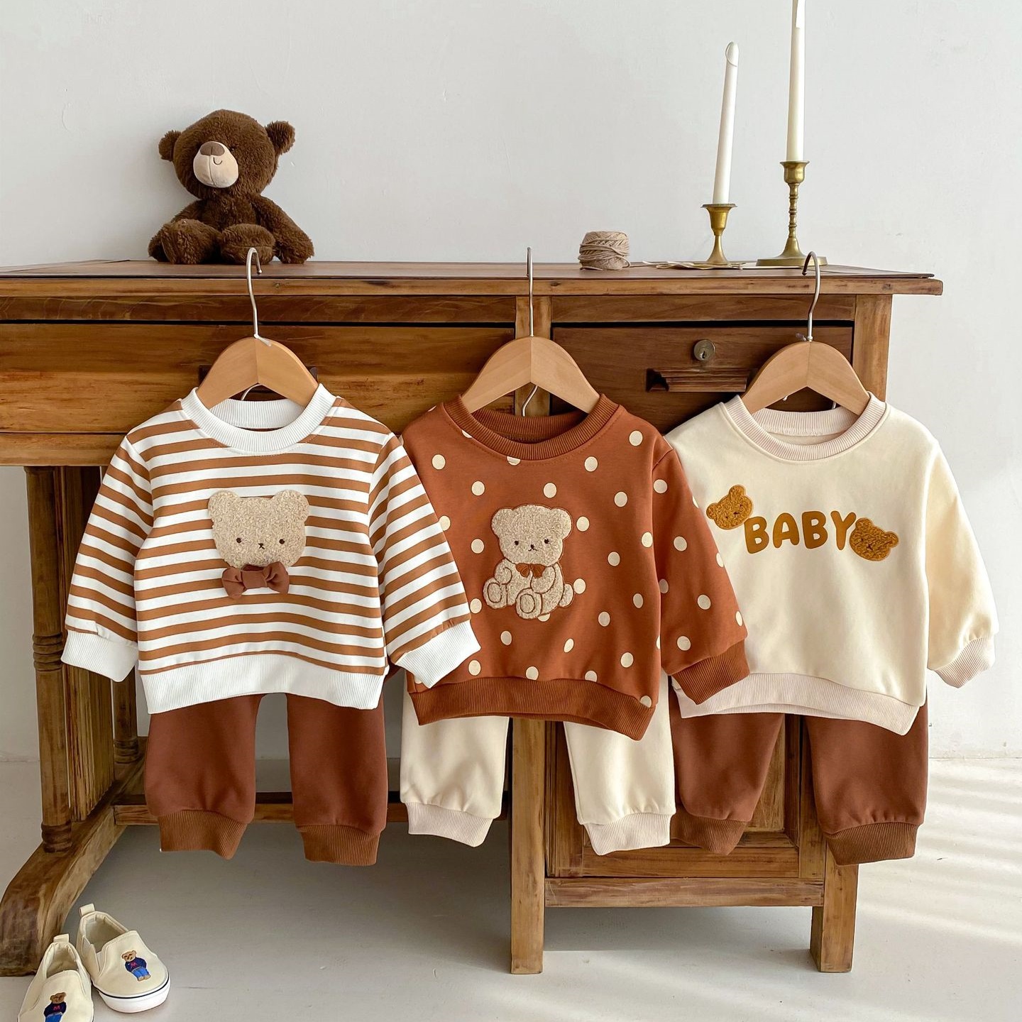 2pcs Baby Boy/Girl Bear Sweatshirt and Pant Set-kissminis