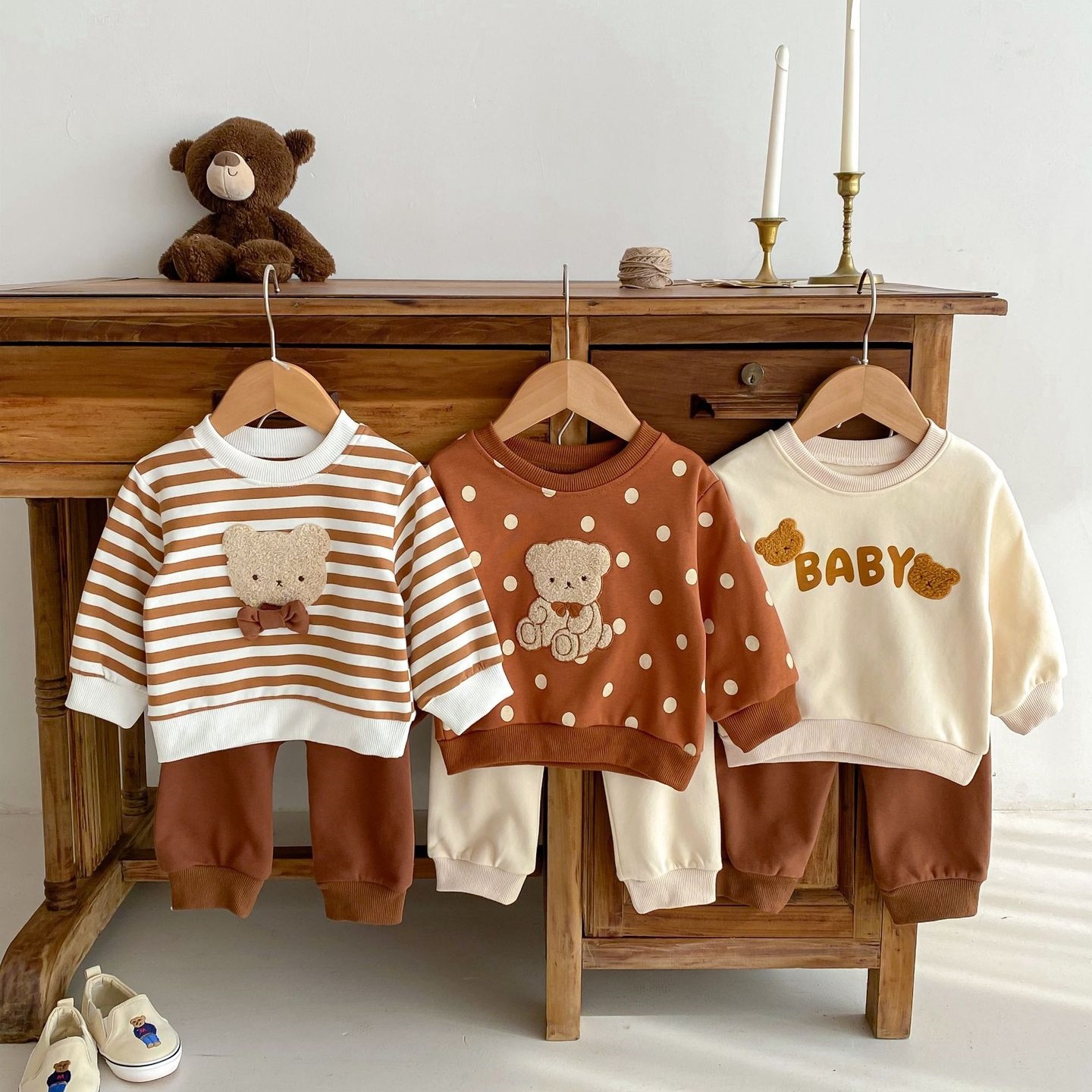 2pcs Baby Boy/Girl Bear Sweatshirt and Pant Set-kissminis