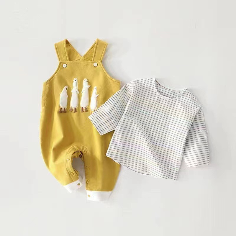 2pcs Baby Ducks Print Romper and Sweatshirt -kissminis