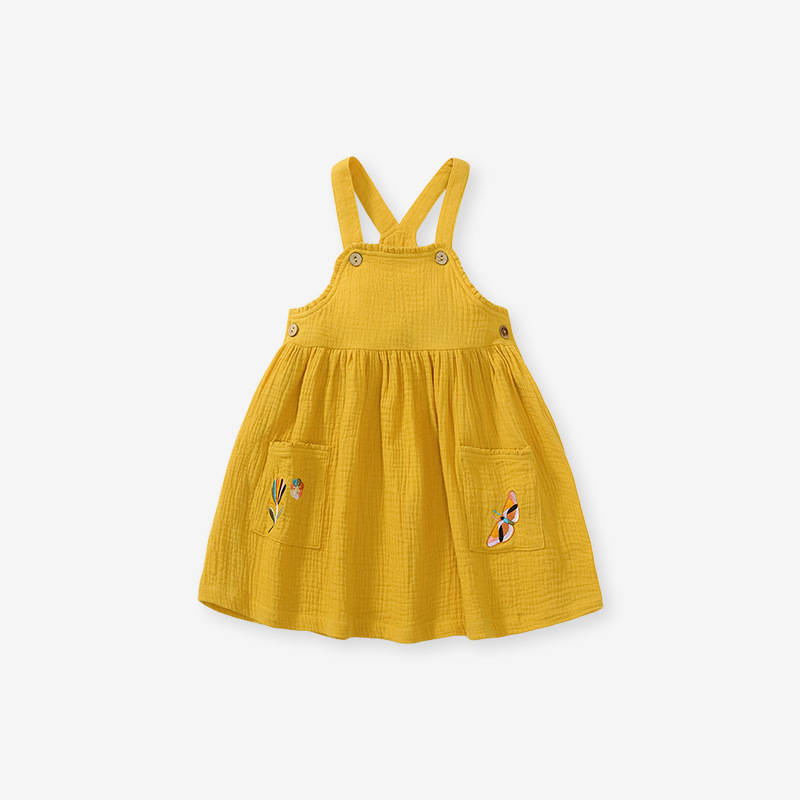 Baby Girl Toddler Flower Embroidery Pattern Overall Dress and Shirt Set-kissminis