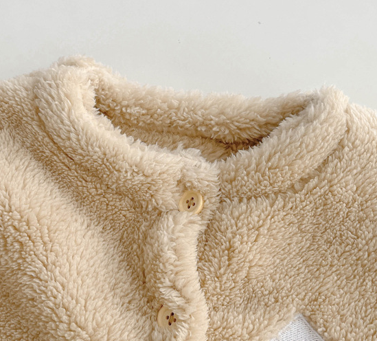 Baby Boy / Girl Cute Pure Color Plush Long Sleeve Romper-kissminis