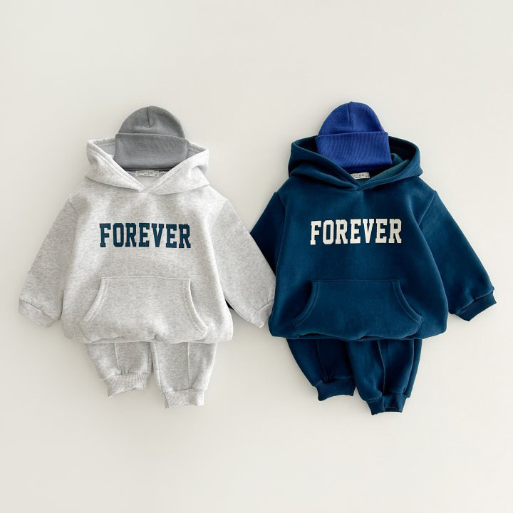 2pcs Toddler Boy/Girl Thicken Forever Print T-Shirt and Pants Set-kissminis
