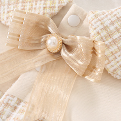 Baby Girl Lace Bowknot Chanel Style Long Sleeve Romper-kissminis