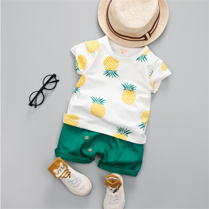 2pcs BabyBoy Fruit Pineapple T-shirt with Pant Set
