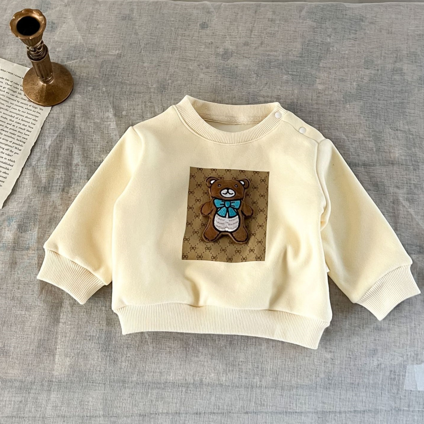 Winter Baby Shaker Fleece Bear Graphic Sweatshirt and Pant Set-kissminis