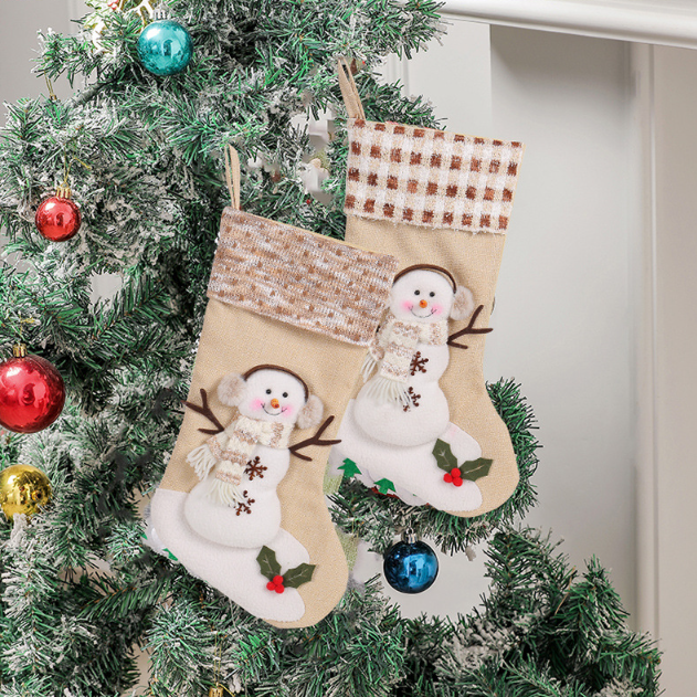 Christmas Style Cute Snowman Pattern Sock Decorations-kissminis