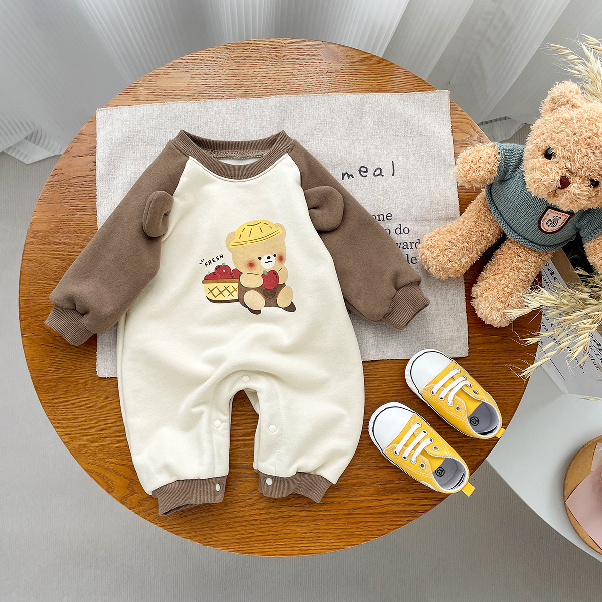 INS Baby Cartoon Bear Plush Romper -kissminis