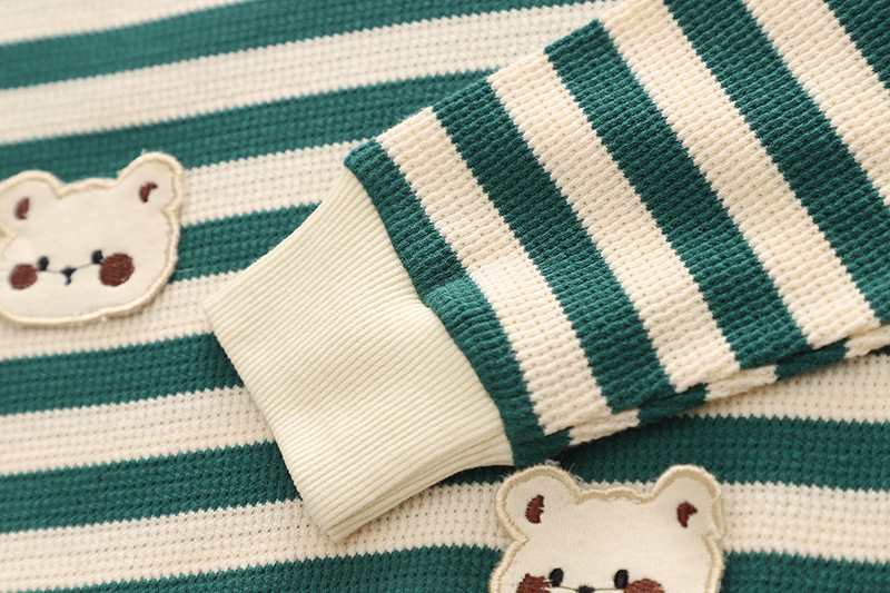 2pcs Toddler Striped and Bear Graphic Sweatshirt and Pant Set-kissminis