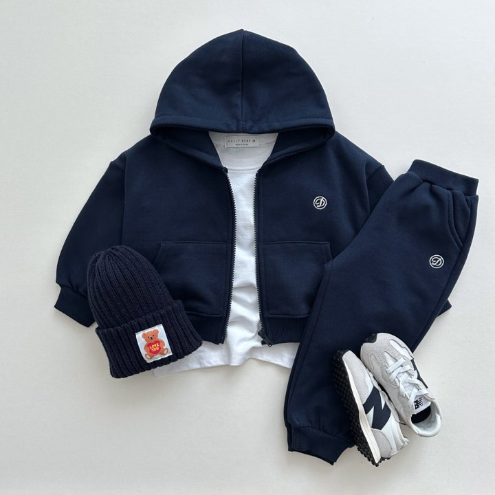 2pcs Baby Solid Color Zippered Hoodie and Pants Set-kissminis