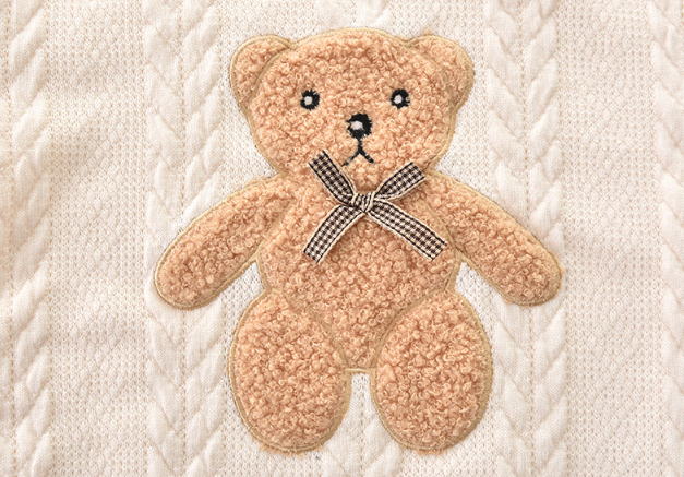 Baby Boy/Girl Cute Cartoon Bear Knitted Long Sleeve Romper-kissminis