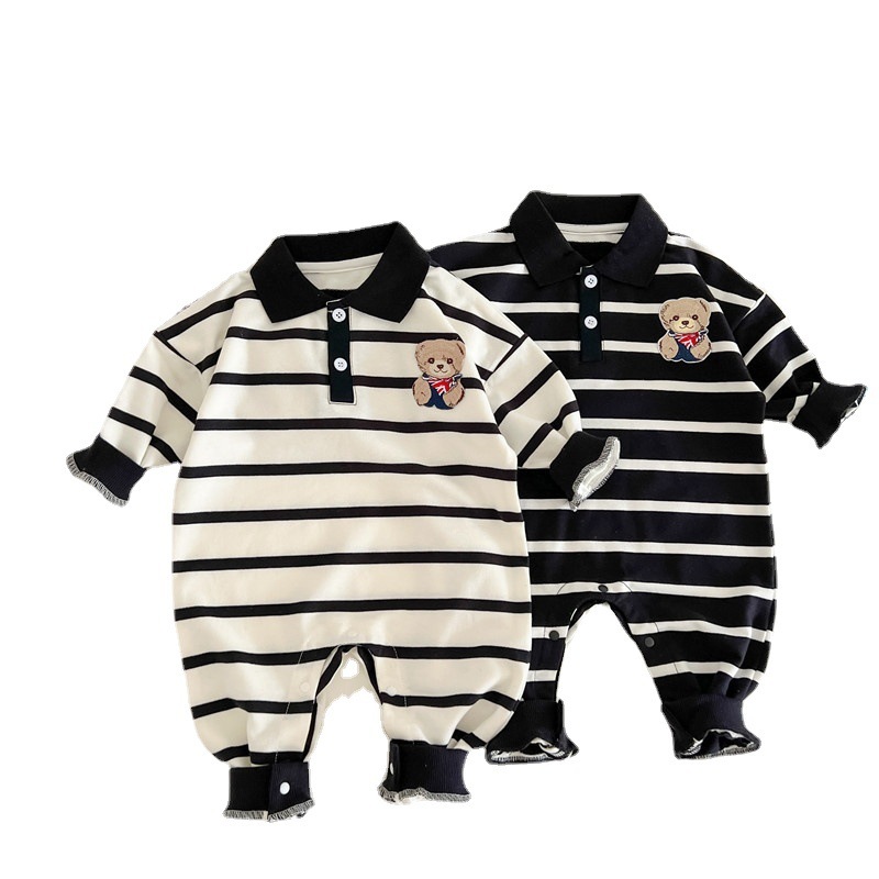 Baby Boy/Girl Simple Bears Long Sleeve Romper-kissminis