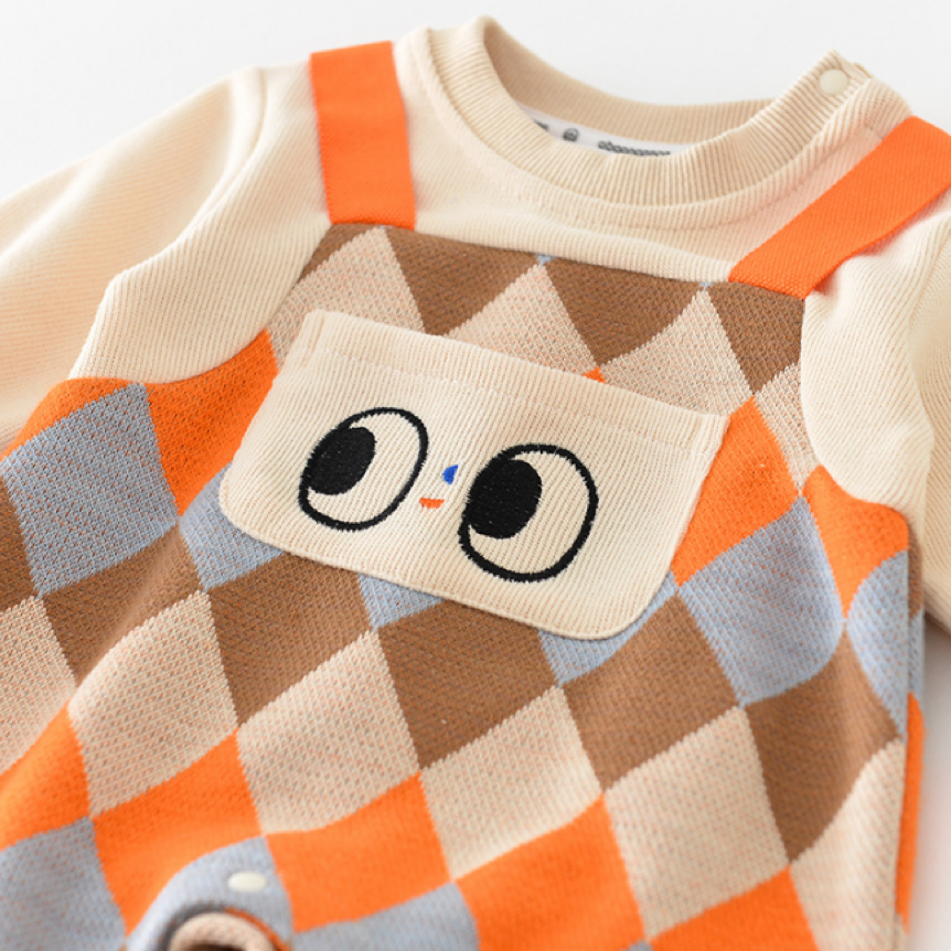 Baby Boy/Girl Little Bear Ginghem Sleeveless/Long Sleeve Romper-kissminis