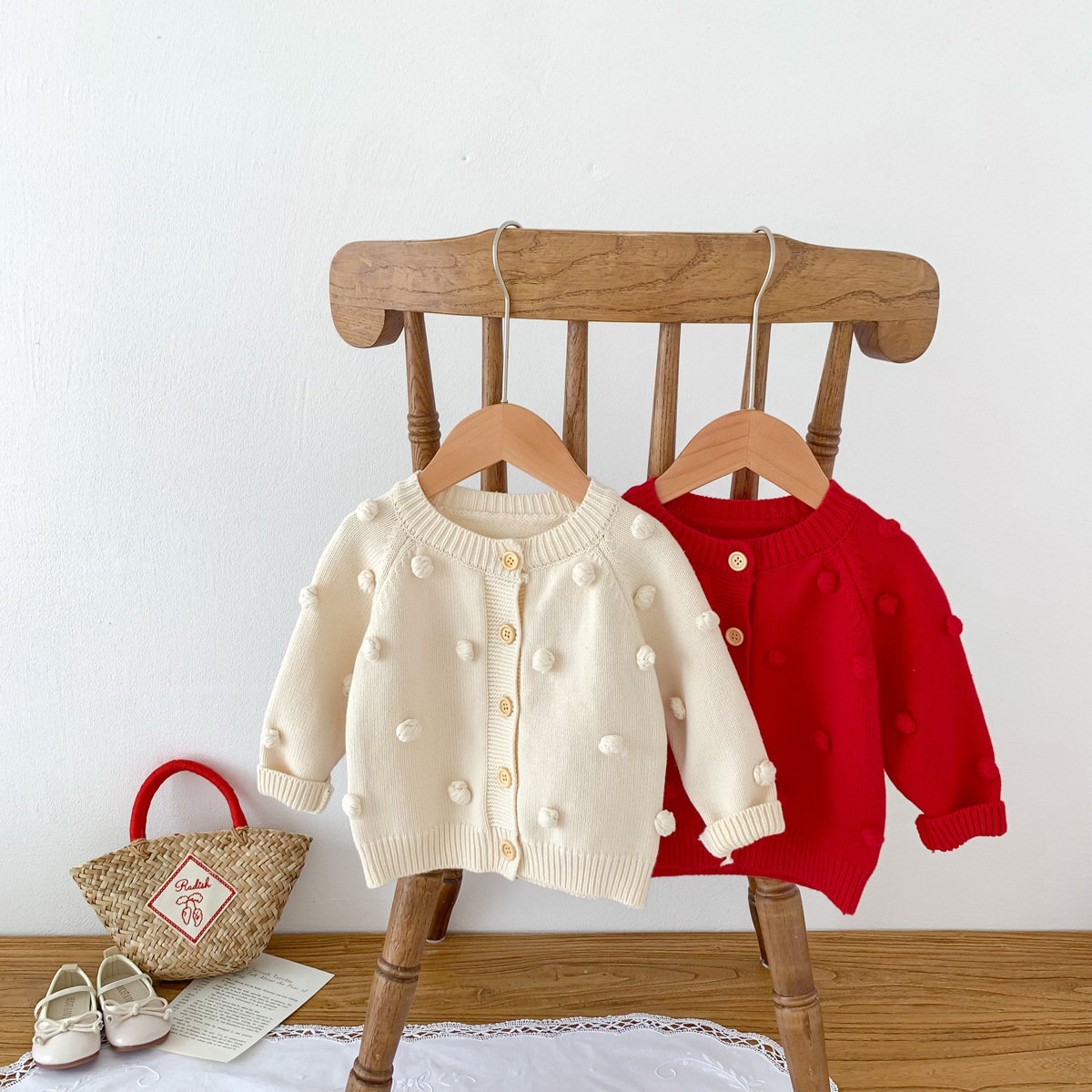 Baby Boy/Girl Handmade Ball Long Sleeve Cardigan Sweater-kissminis