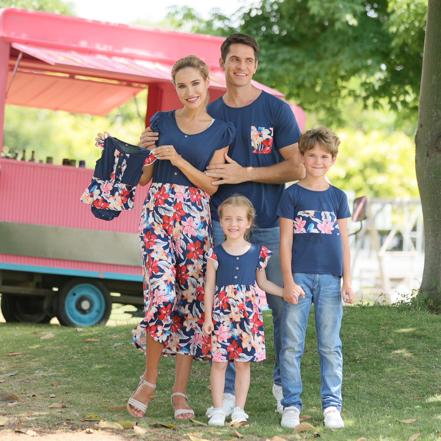 Family Matching Floral Print Bodysuit Sweatshirt-kissminis