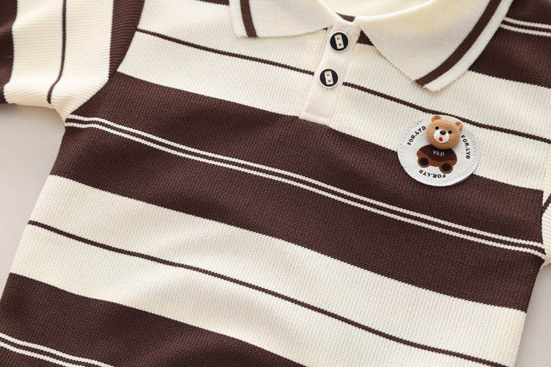 Toddler Boy/Girl 3D Bear Striped Two-Piece Set-kissminis