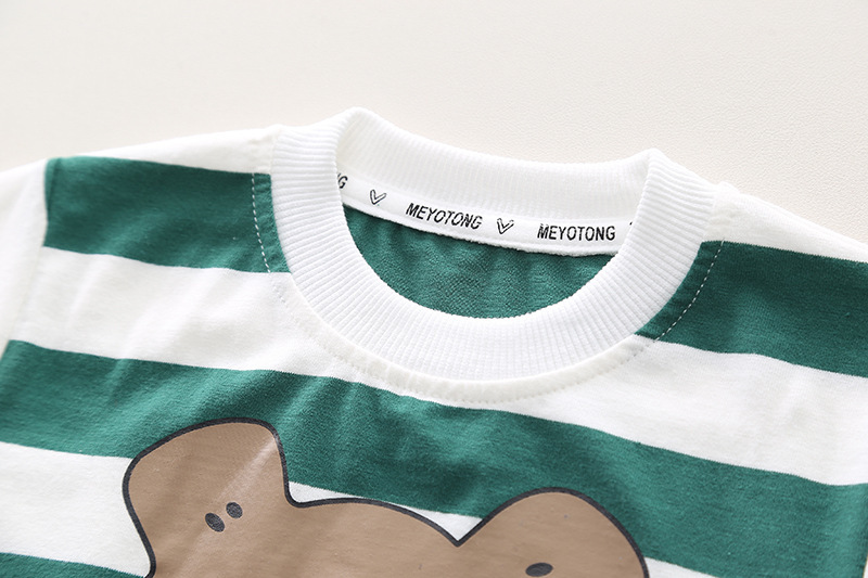 2pcs Baby Striped Bear T-shirt with Denim Pants Set -kissminis