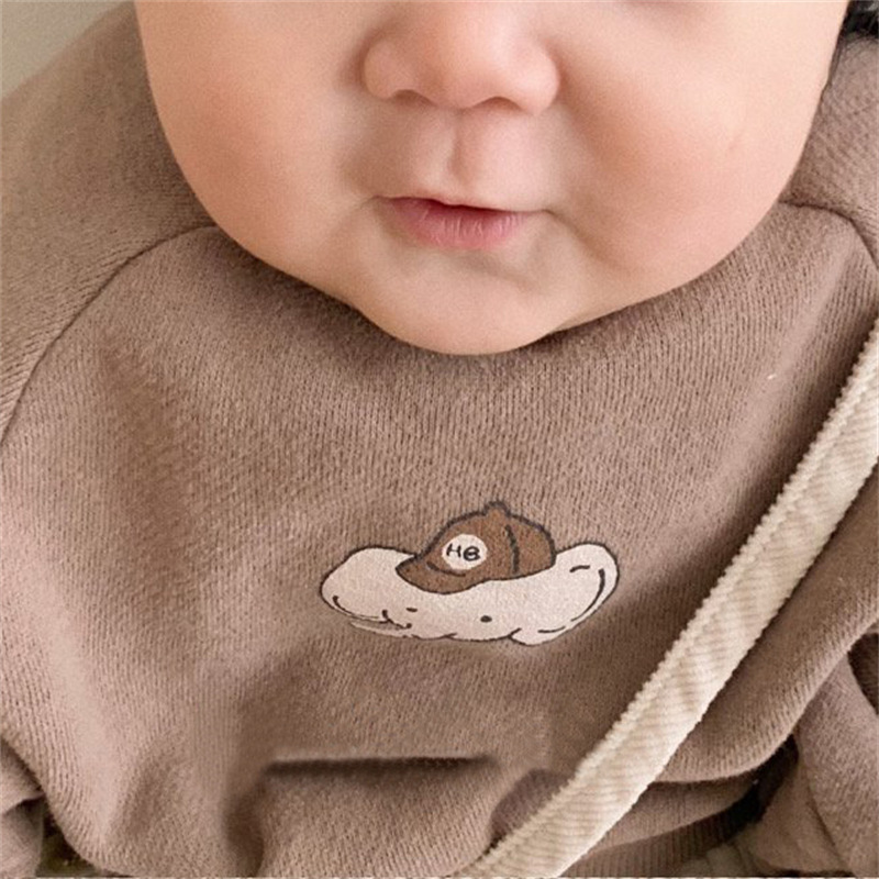 Baby Toddler Boy/Girl Ins Style Elephant Pattern Solid Color Long Sleeves Sweatshirt-kissminis