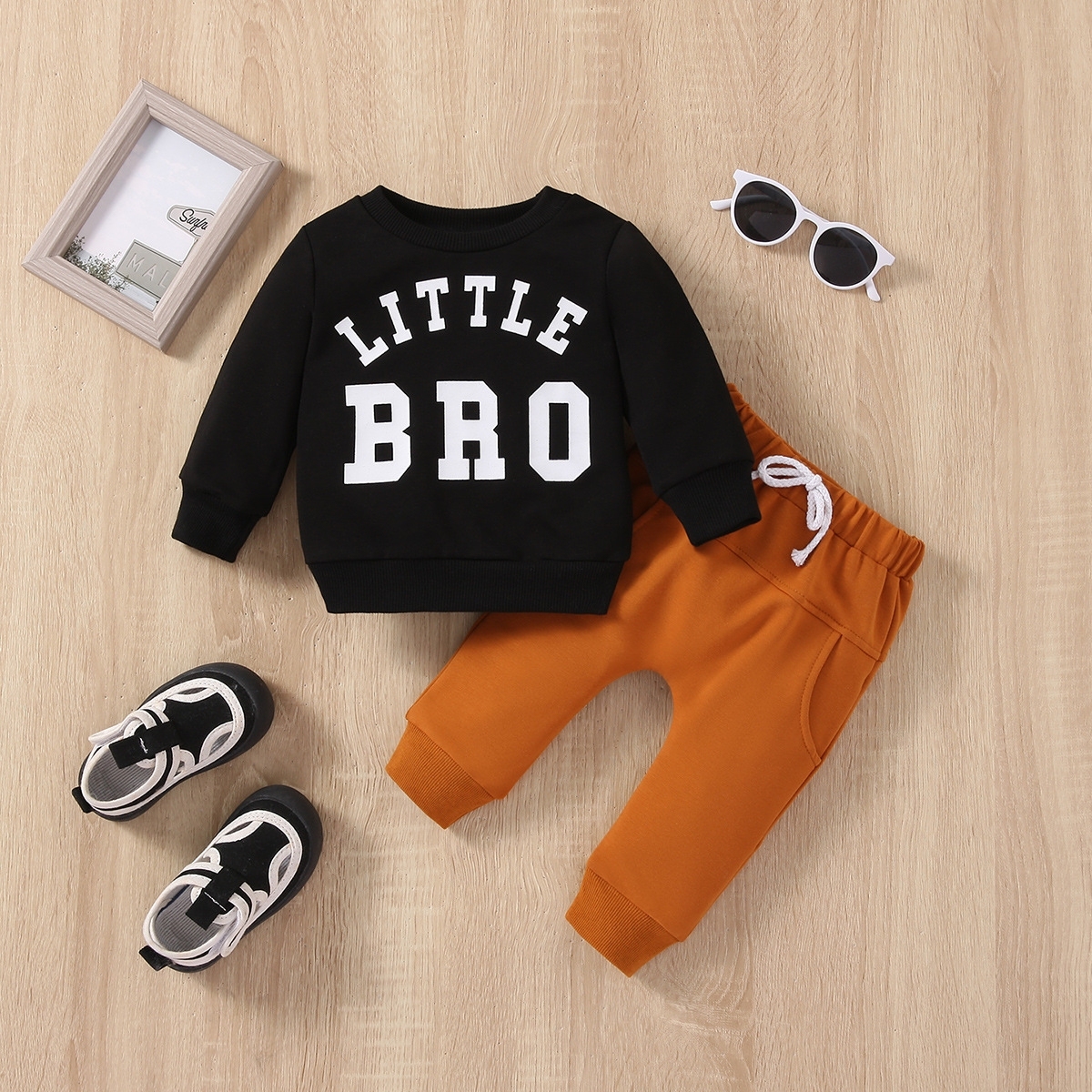 2pcs Baby Letter Printed Sweatshirt with Pants Set-kissminis