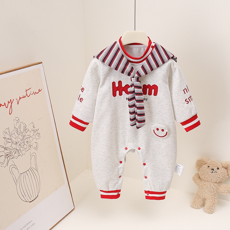 Baby Unisex Baseball Style Long Sleeve Romper