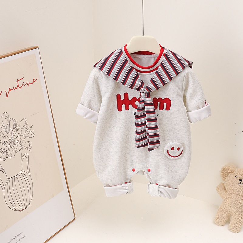 Baby Unisex Baseball Style Long Sleeve Romper