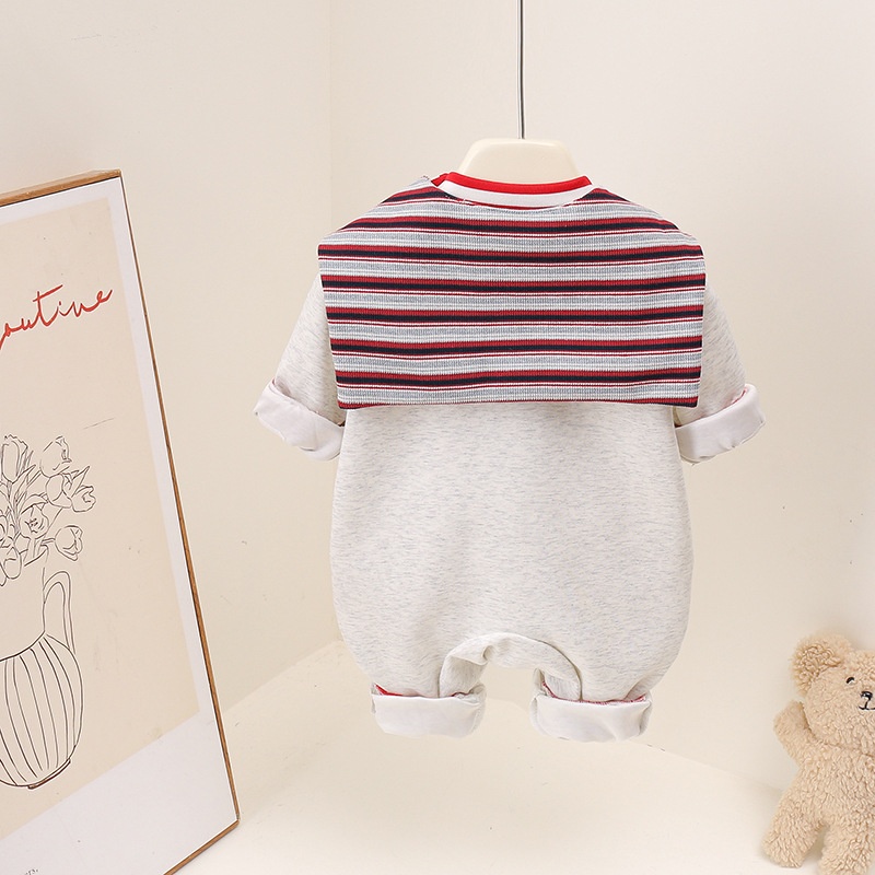 Baby Unisex Baseball Style Long Sleeve Romper