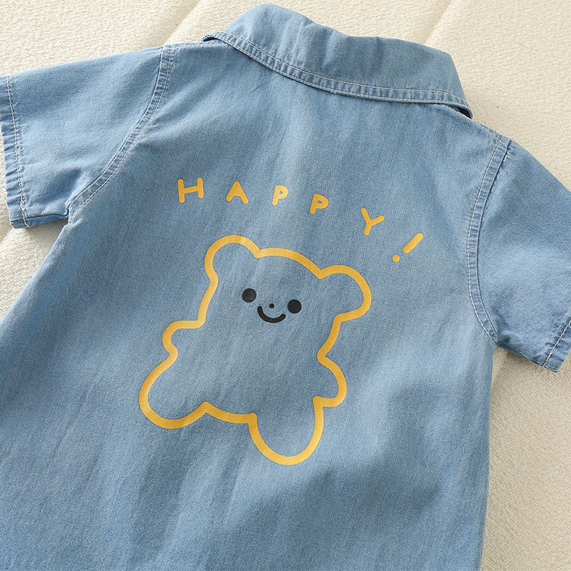 Baby Boy Collared Short Sleeve Romper