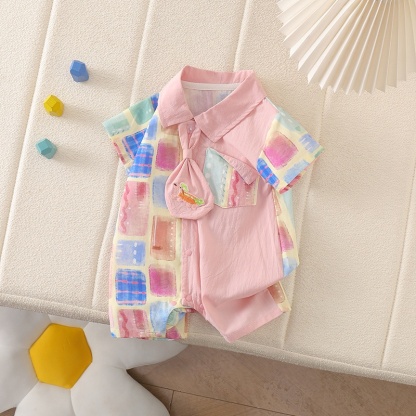 Baby Boy Korean Plaid Short Sleeve Romper