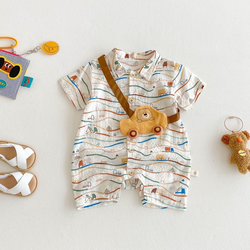 Baby Boy Car Print Short Sleeve Romper
