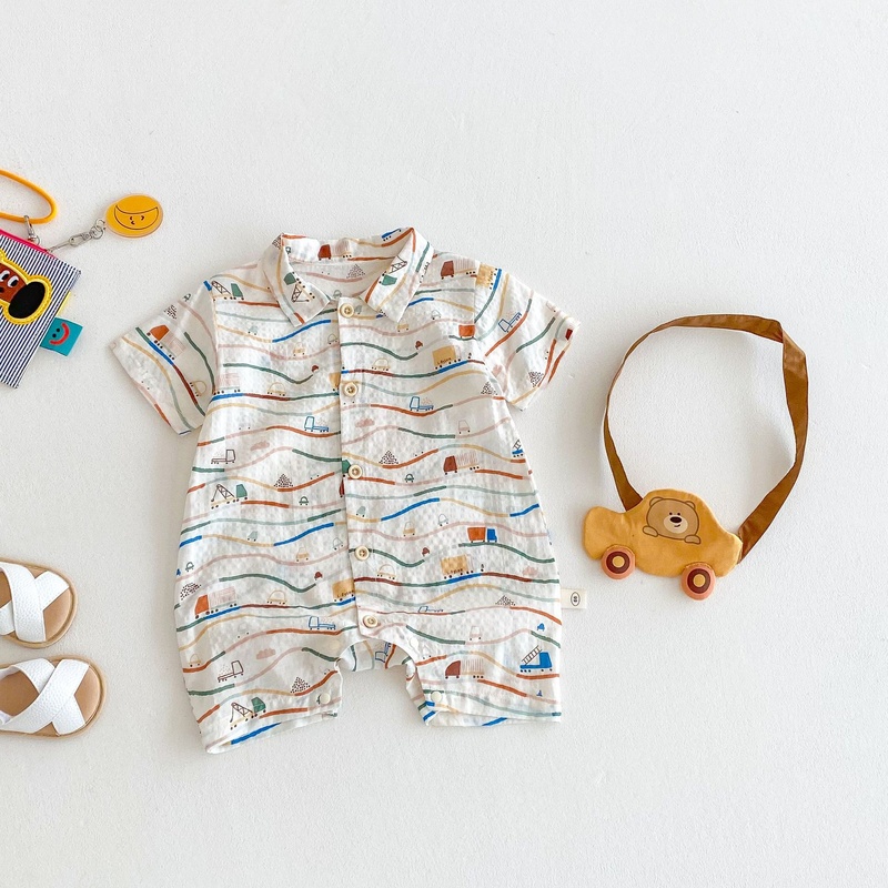 Baby Boy Car Print Short Sleeve Romper