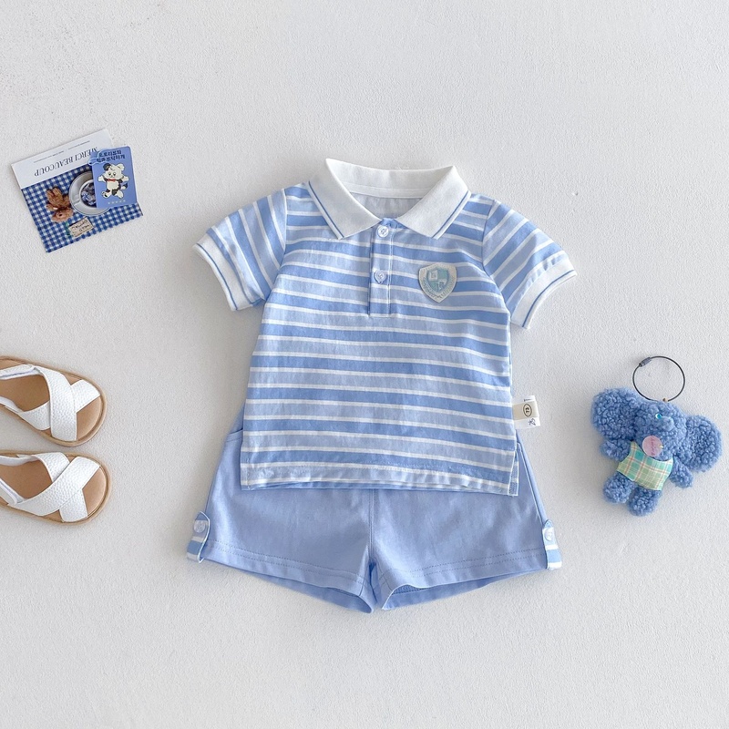 Kids Unisex Academy Stripe Short Sleeve Set