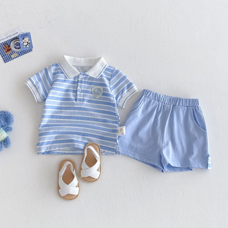 Kids Unisex Academy Stripe Short Sleeve Set