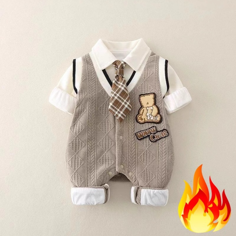 Baby Boy Tie Gentleman Long Sleeve Romper