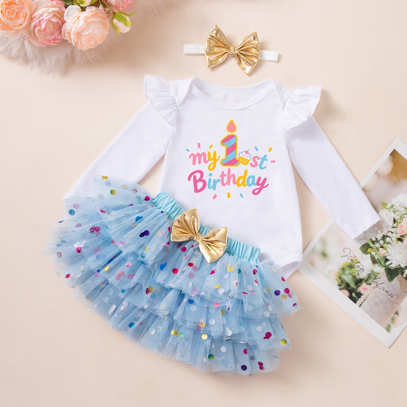 Baby Girl Polka Dot Dress Three-Piece Set