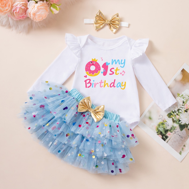 Baby Girl Polka Dot Dress Three-Piece Set