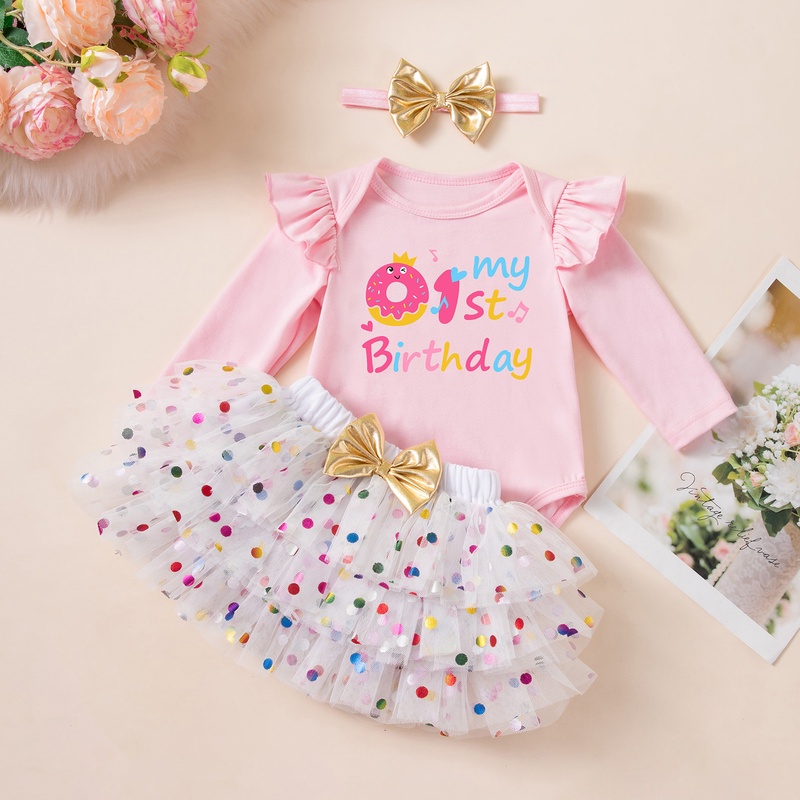 Baby Girl Polka Dot Dress Three-Piece Set