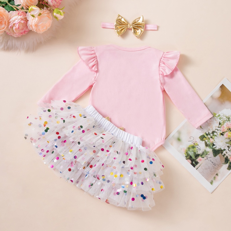 Baby Girl Polka Dot Dress Three-Piece Set