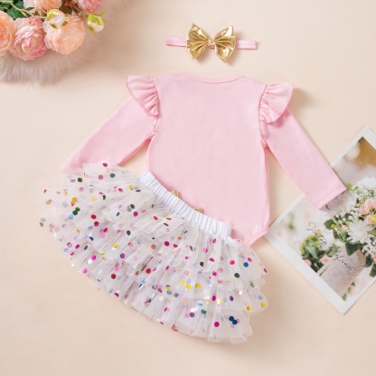 Baby Girl Polka Dot Dress Three-Piece Set