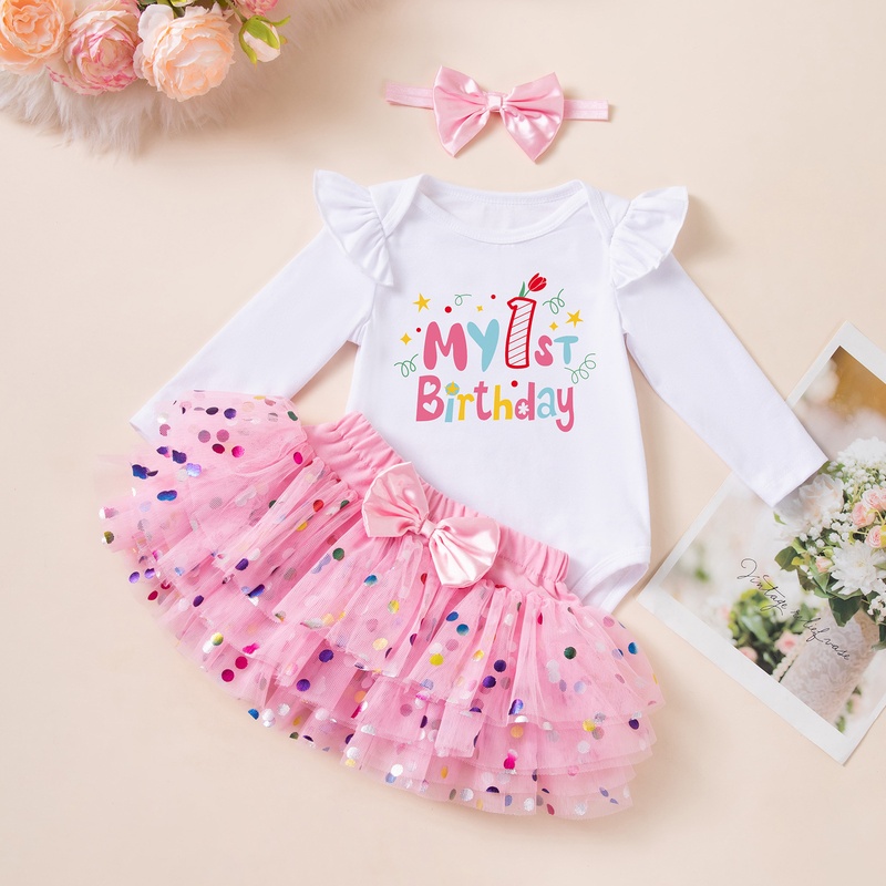 Baby Girl Polka Dot Dress Three-Piece Set