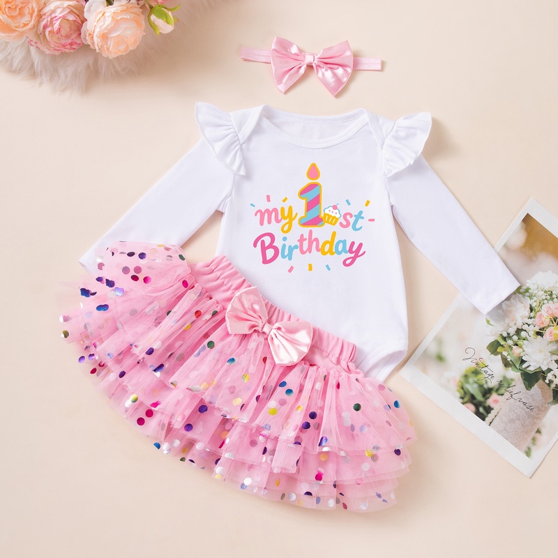 Baby Girl Polka Dot Dress Three-Piece Set