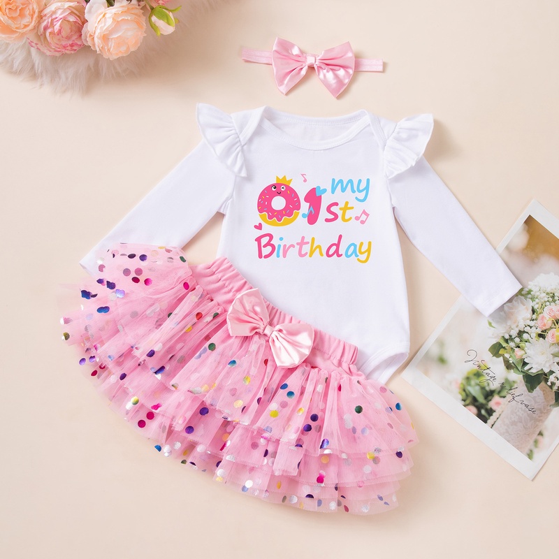 Baby Girl Polka Dot Dress Three-Piece Set
