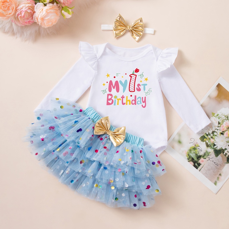 Baby Girl Polka Dot Dress Three-Piece Set