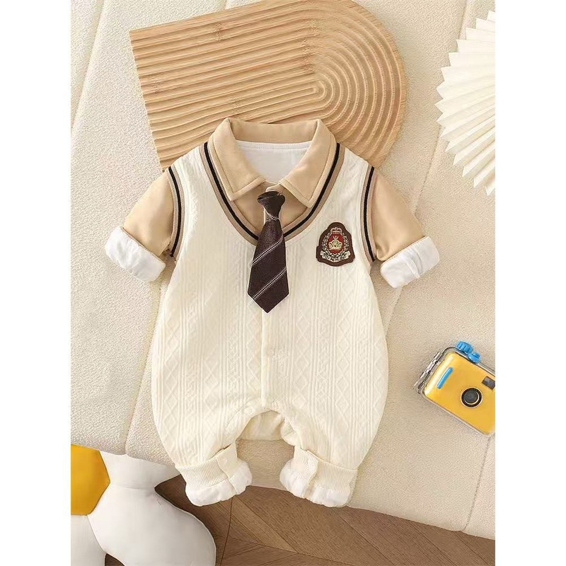 Baby Boy Academy Style Long Sleeve Romper