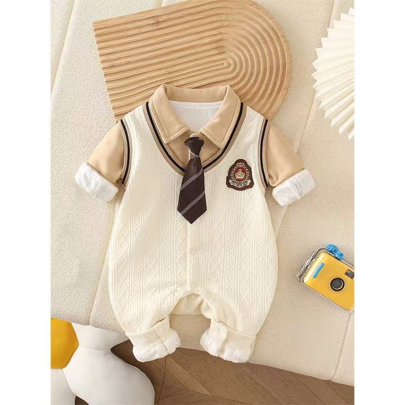 Baby Boy Academy Style Long Sleeve Romper - kissminis
