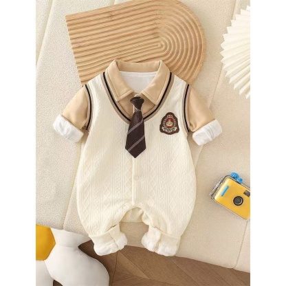 Baby Boy Academy Style Long Sleeve Romper