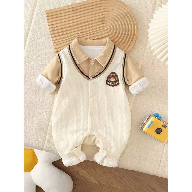 Baby Boy Academy Style Long Sleeve Romper