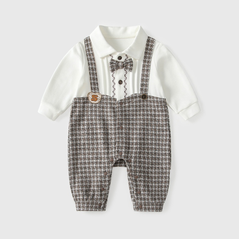 Baby Boy Faux Suspenders Romper
