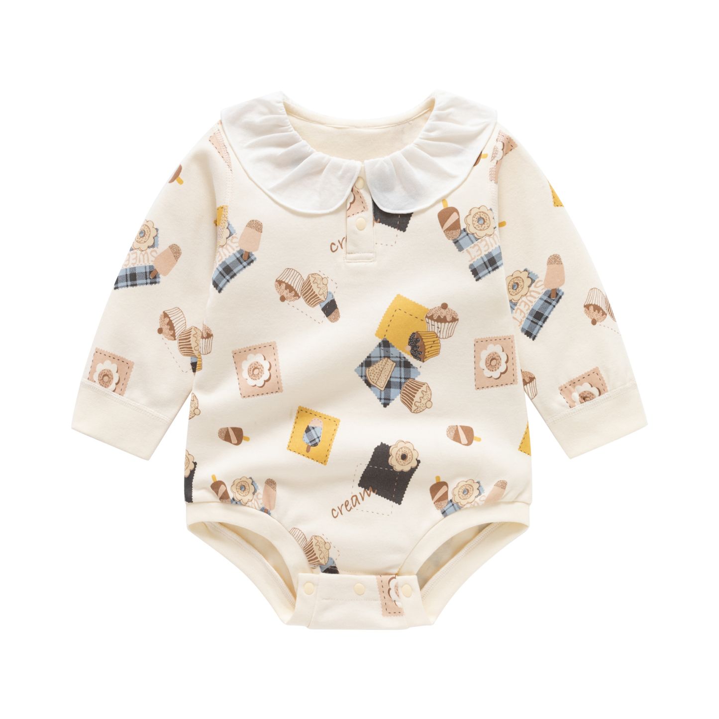 Baby Ice Cream Cake Shoulder Split Bodysuit