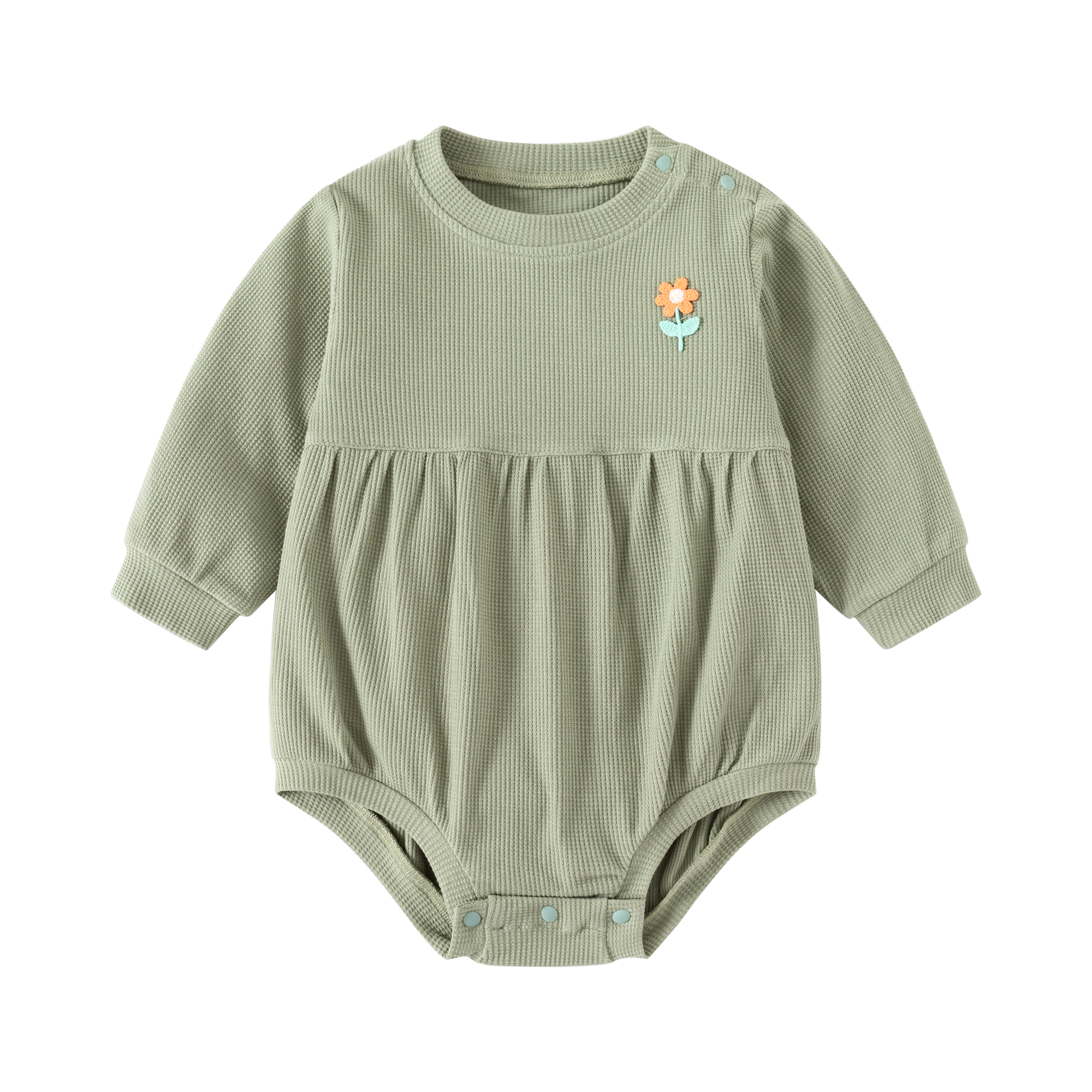Baby Waffle Solid Color Bodysuit