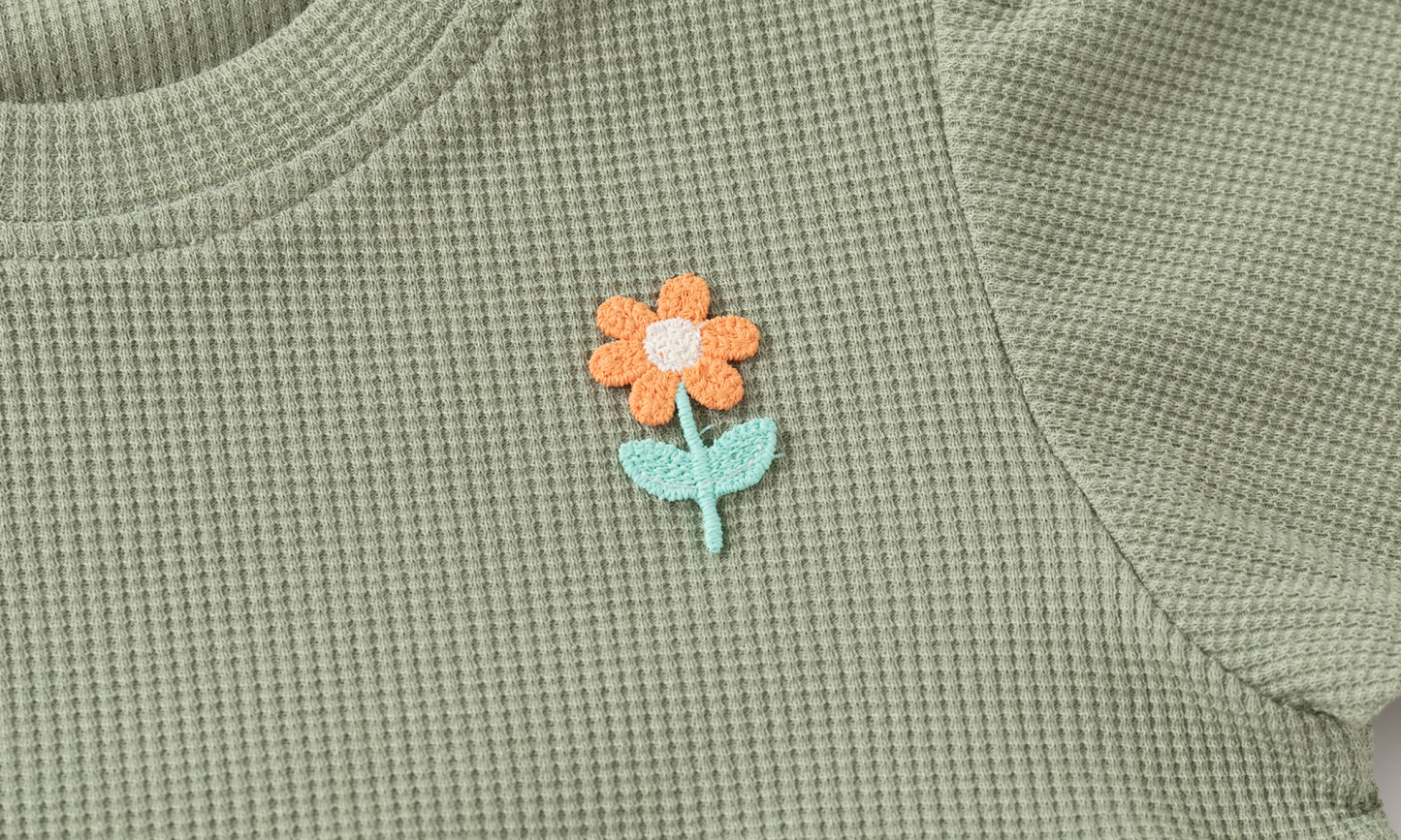 Baby Girl Waffle Solid Color Bodysuit
