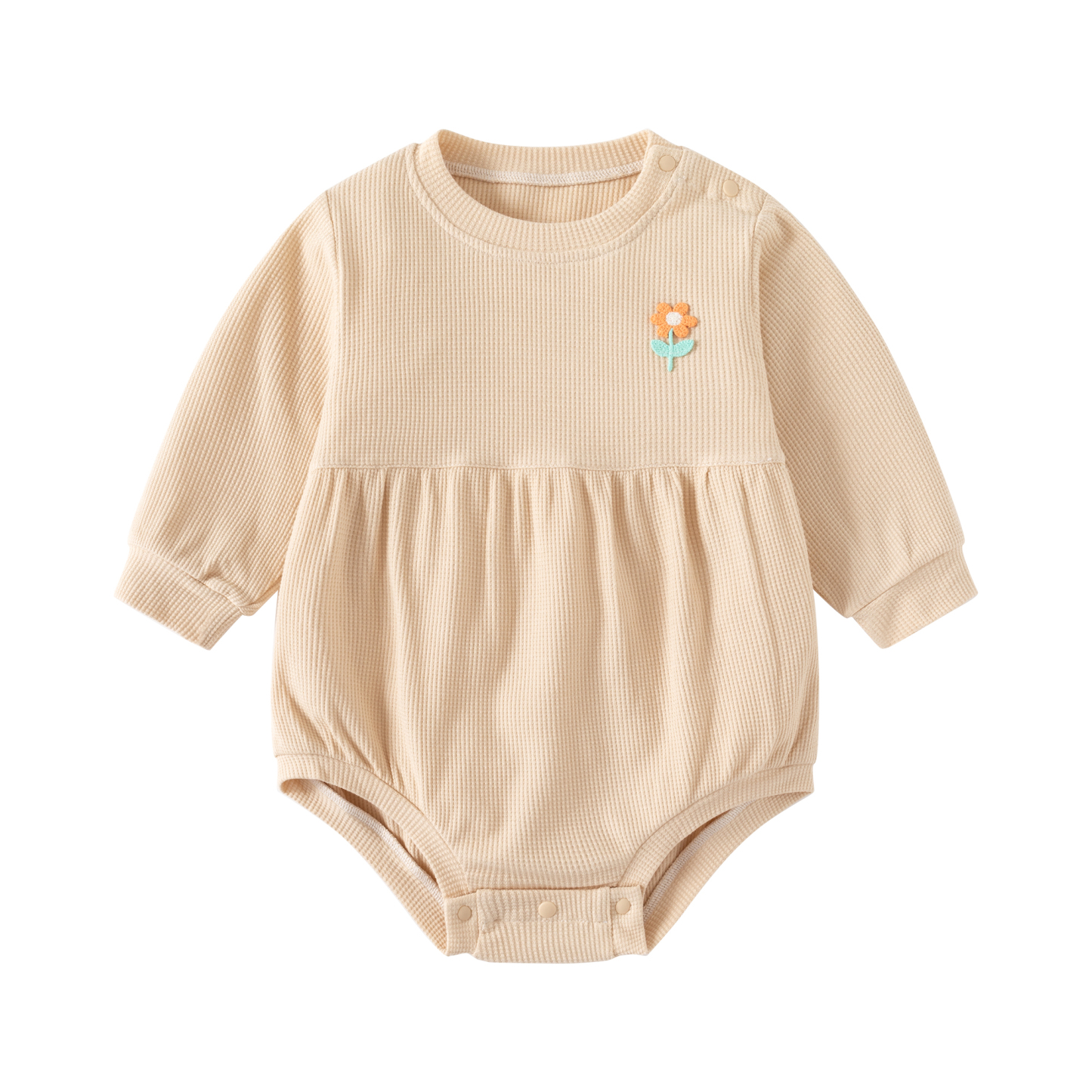 Baby Girl Waffle Solid Color Bodysuit